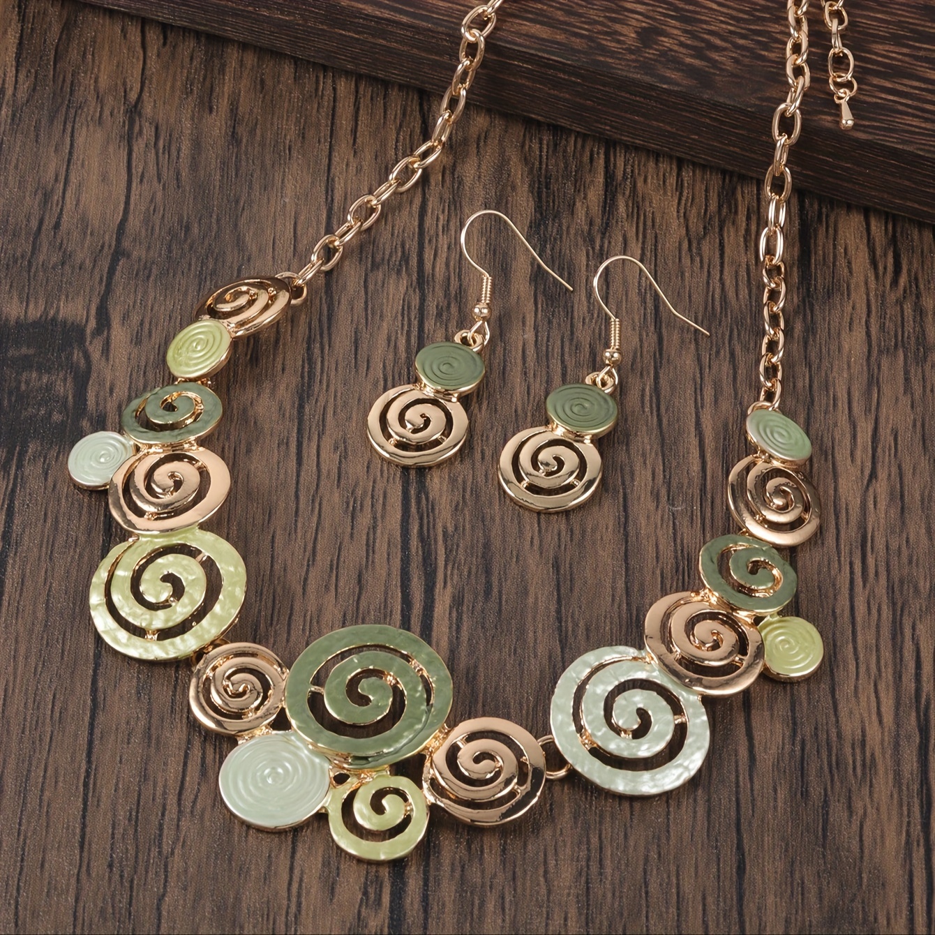 Bohemian Geometric Jewelry Set: Necklace and Earrings